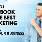blue graphic with a guy pointing to title REASONS FACEBOOK IS THE BEST MARKETING TOOL FOR YOUR BUSINESS