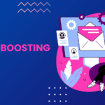 blue and hot pink graphic that says THE SECRET TO SEO BOOSTING