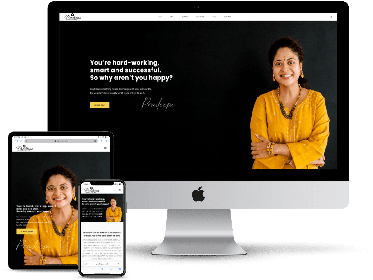 pradeepa website design on three device sizes