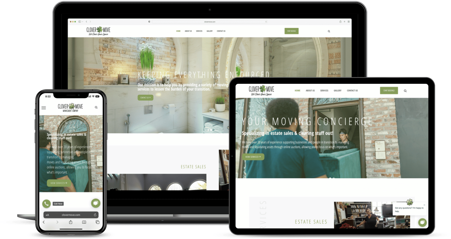 digital devices showing clover move website design