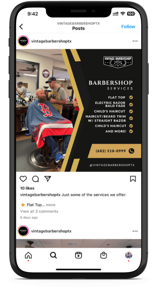 vintage barbershop post made by advent trinity marketing agency on instagram