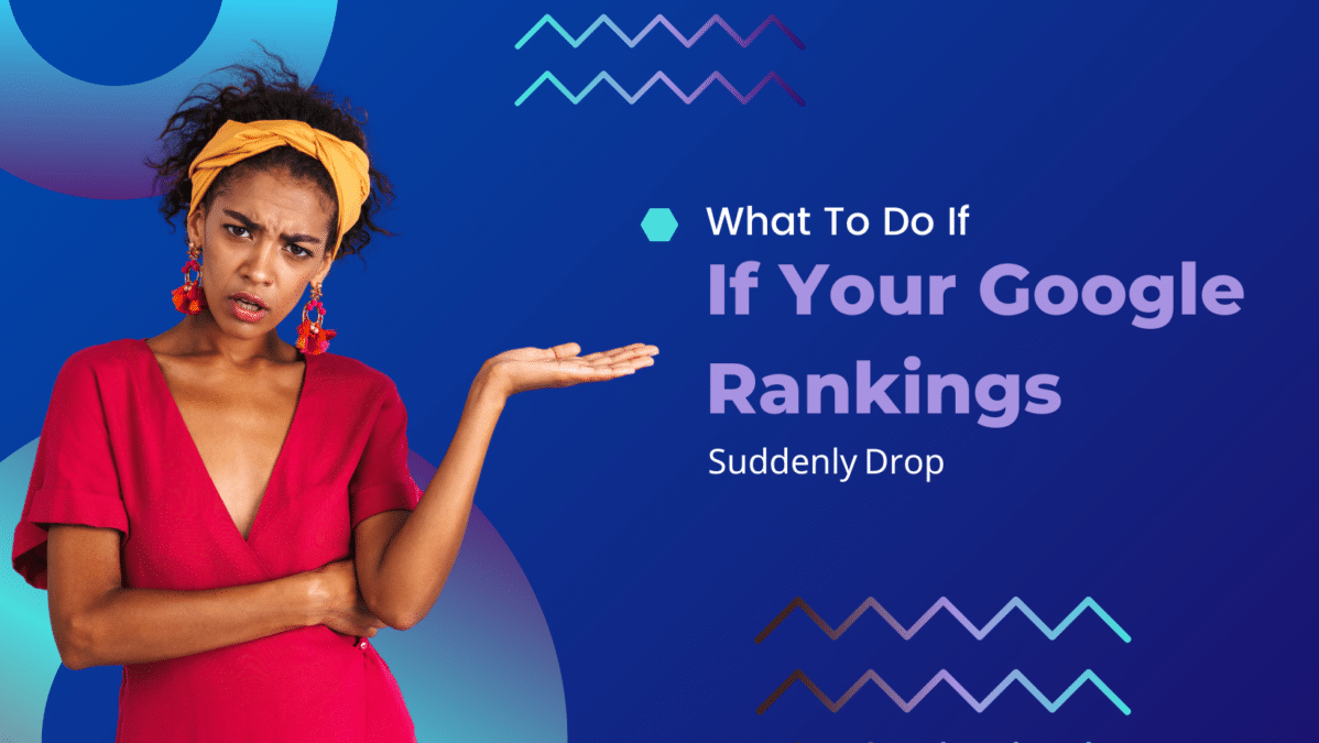 african american woman in red shirt with partial shrug and confused look. "what to do if your google rankings Suddenly Drop"