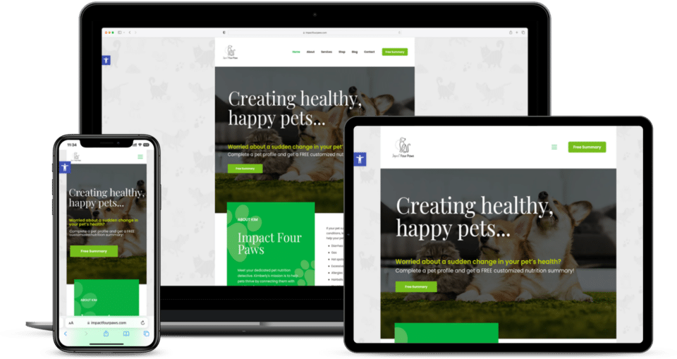 impact four paws website displayed on multiple devices in a mockup
