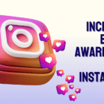 instagram logo with insta hearts. "INCREASE BRAND AWARENESS with instagram"