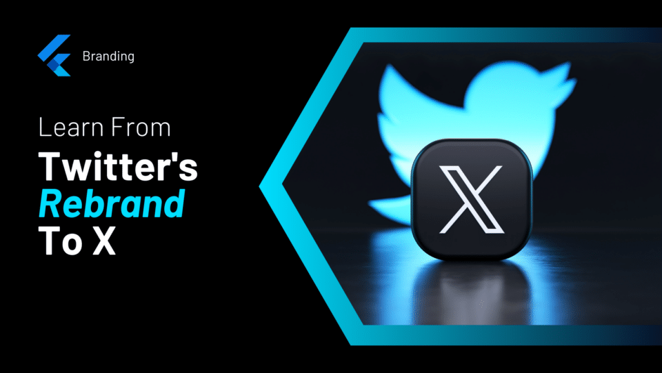 Twitter logo behind X logo. "Branding: LEARN FROM TWITTER’S REBRAND TO X"