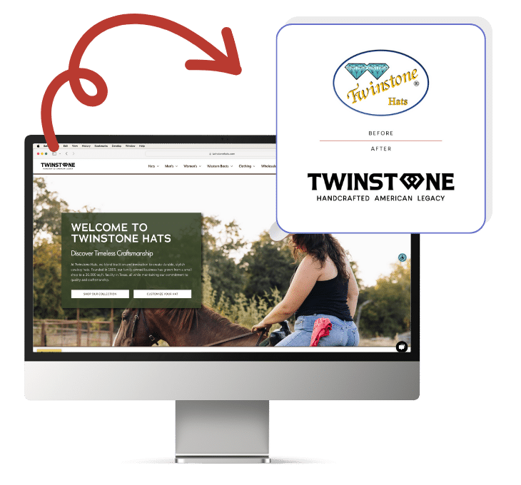 deliverables for twinstone hats - website design and development and logo rebranding
