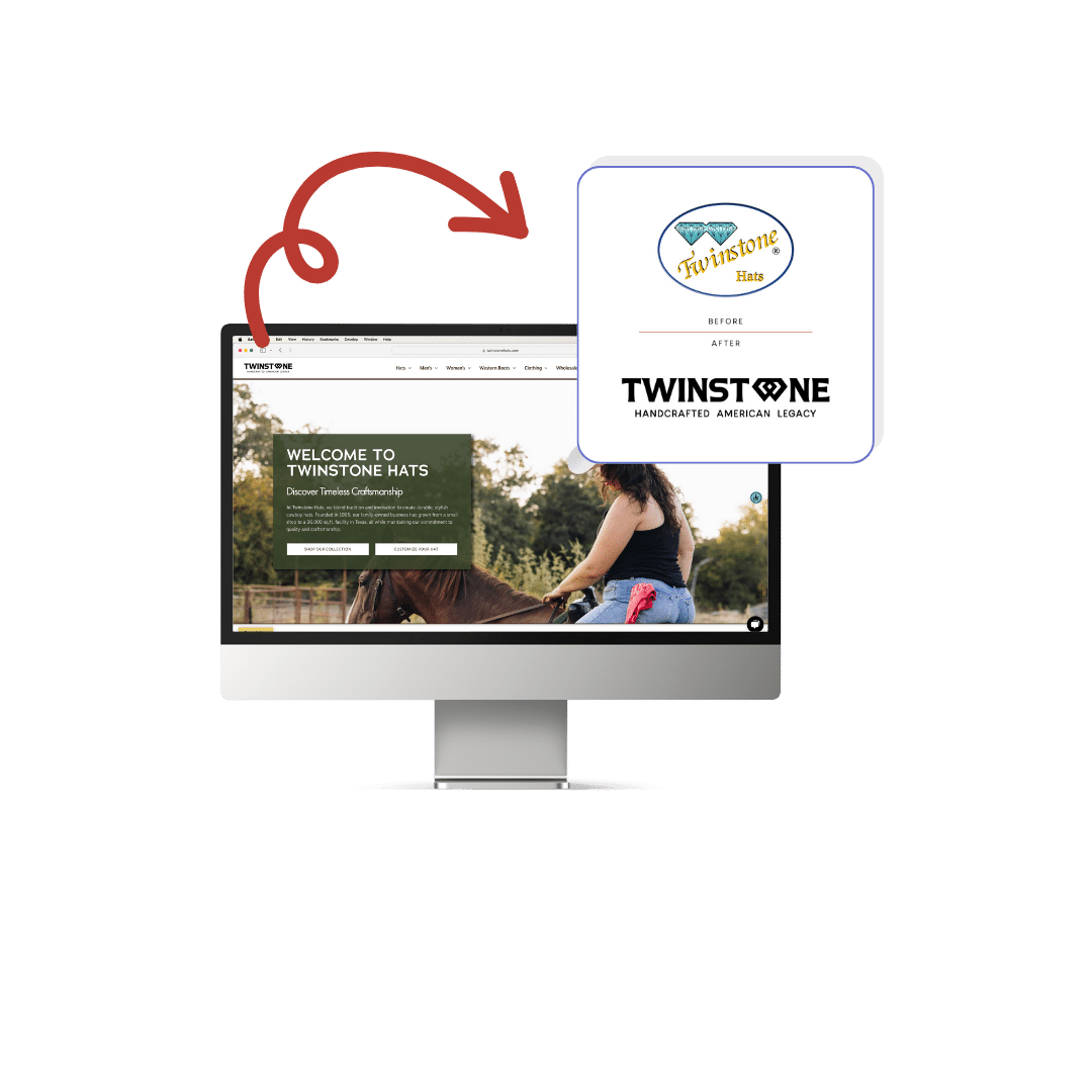 deliverables for twinstone hats - website design and development and logo rebranding