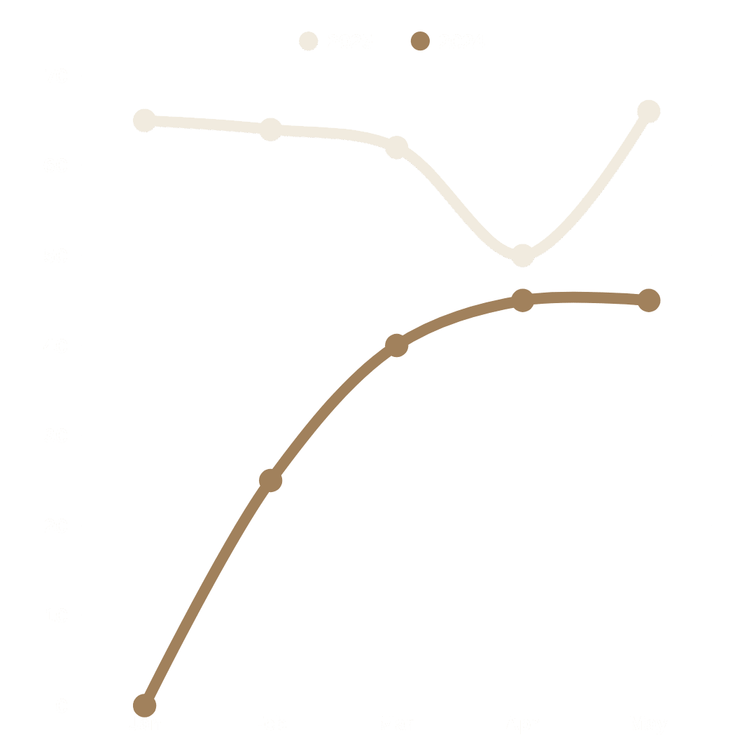 Google Search Clicks line chart comparing 2024 and 2025 showing stronger performance in 2025
