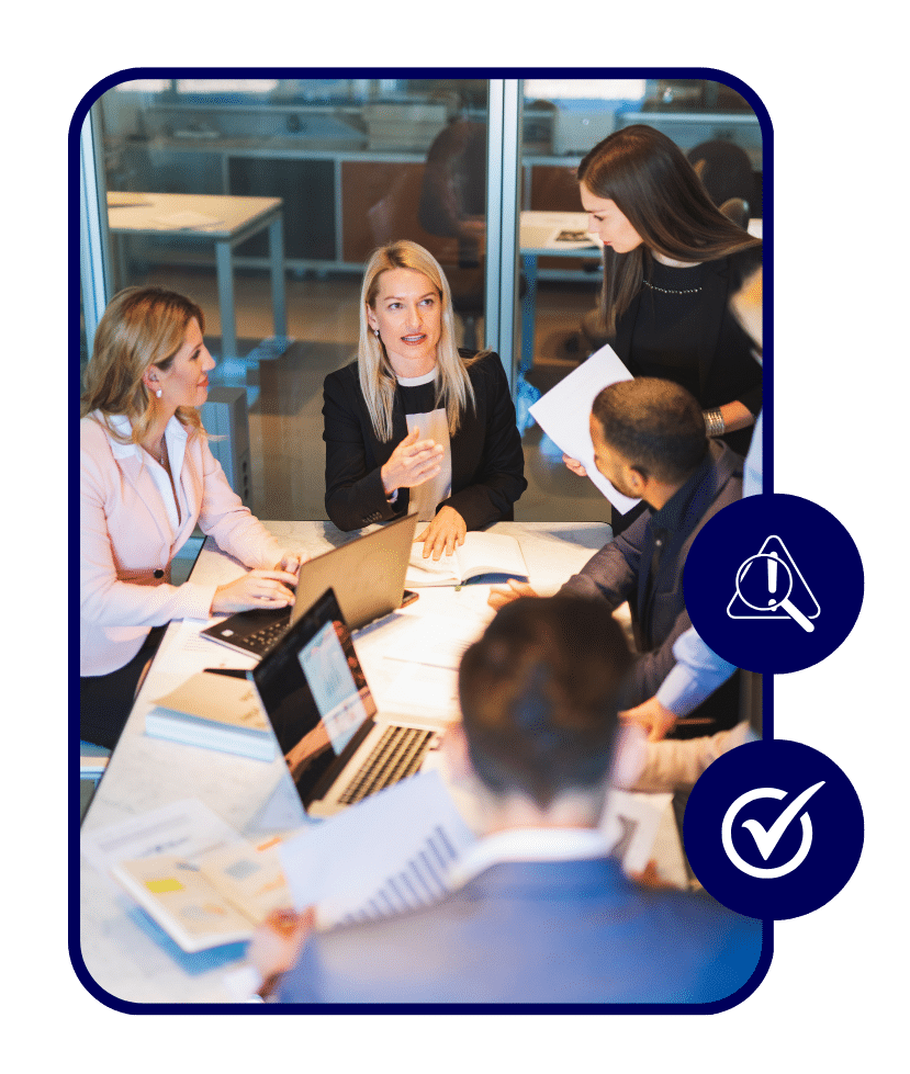» Advent Trinity Marketing Agency Business meeting with team collaboration and project planning – executives discussing strategy with laptops and reports.