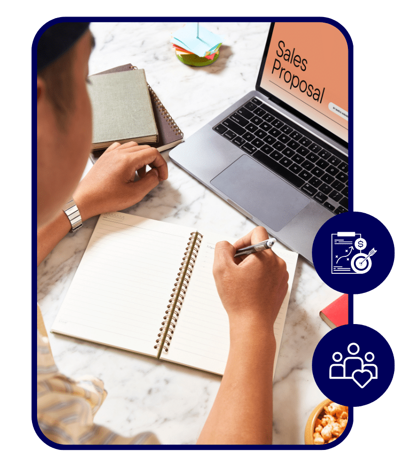 275 » Advent Trinity Marketing Agency Entrepreneur writing notes for sales proposal – business planning and digital sales strategy development.