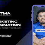 » Advent Trinity Marketing Agency Advent Trinity Marketing Agency graphic with text “Marketing Automation: Sell 24/7 While You Sleep.” On the right, a man in glasses and a blue shirt appears in a video within a smartphone frame, with the caption “More conversions.