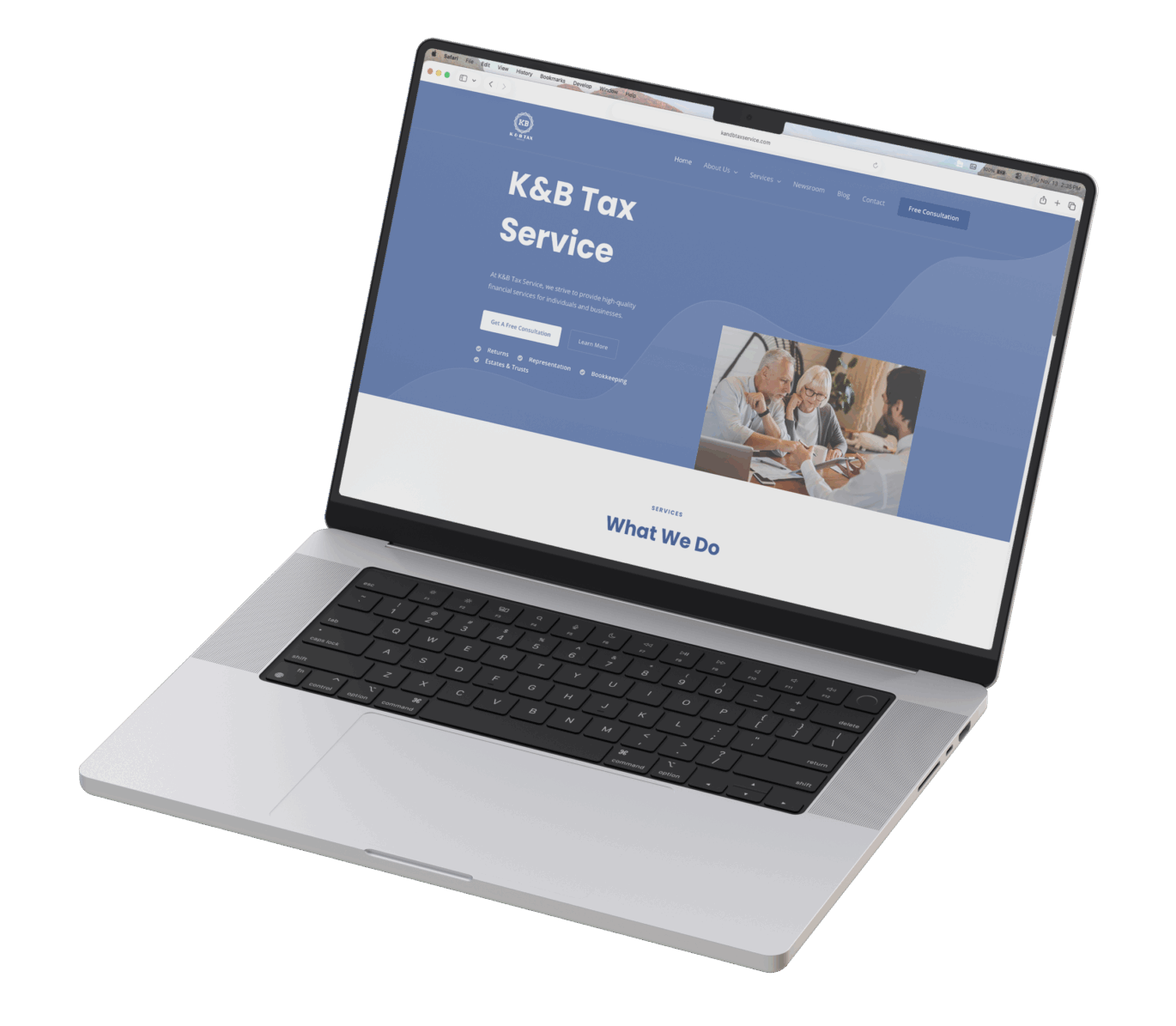 k&b tax services website computer mock up