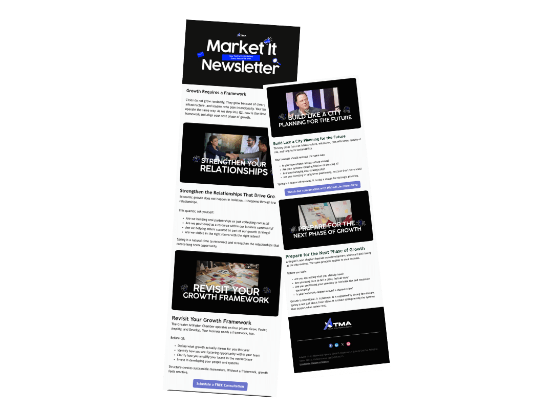 digital marketing services email newsletter design showcasing marketing content layout