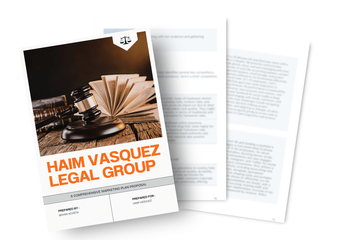 digital marketing systems proposal for legal marketing strategy with branding and content layout