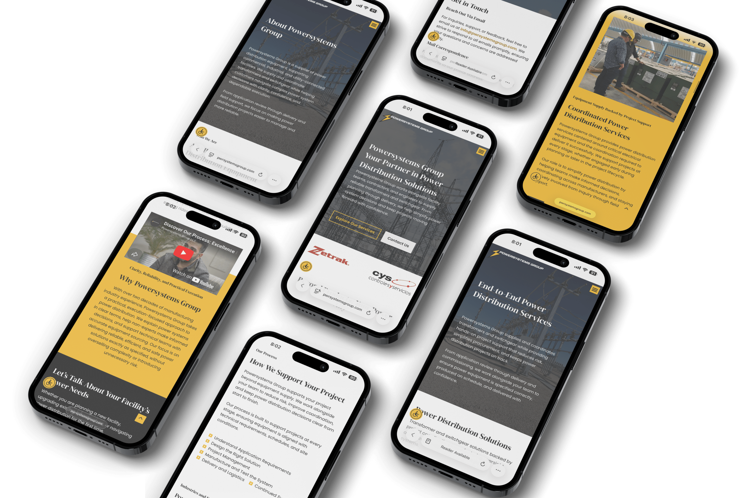 powersystems group case study mobile website design showing responsive industrial website layouts
