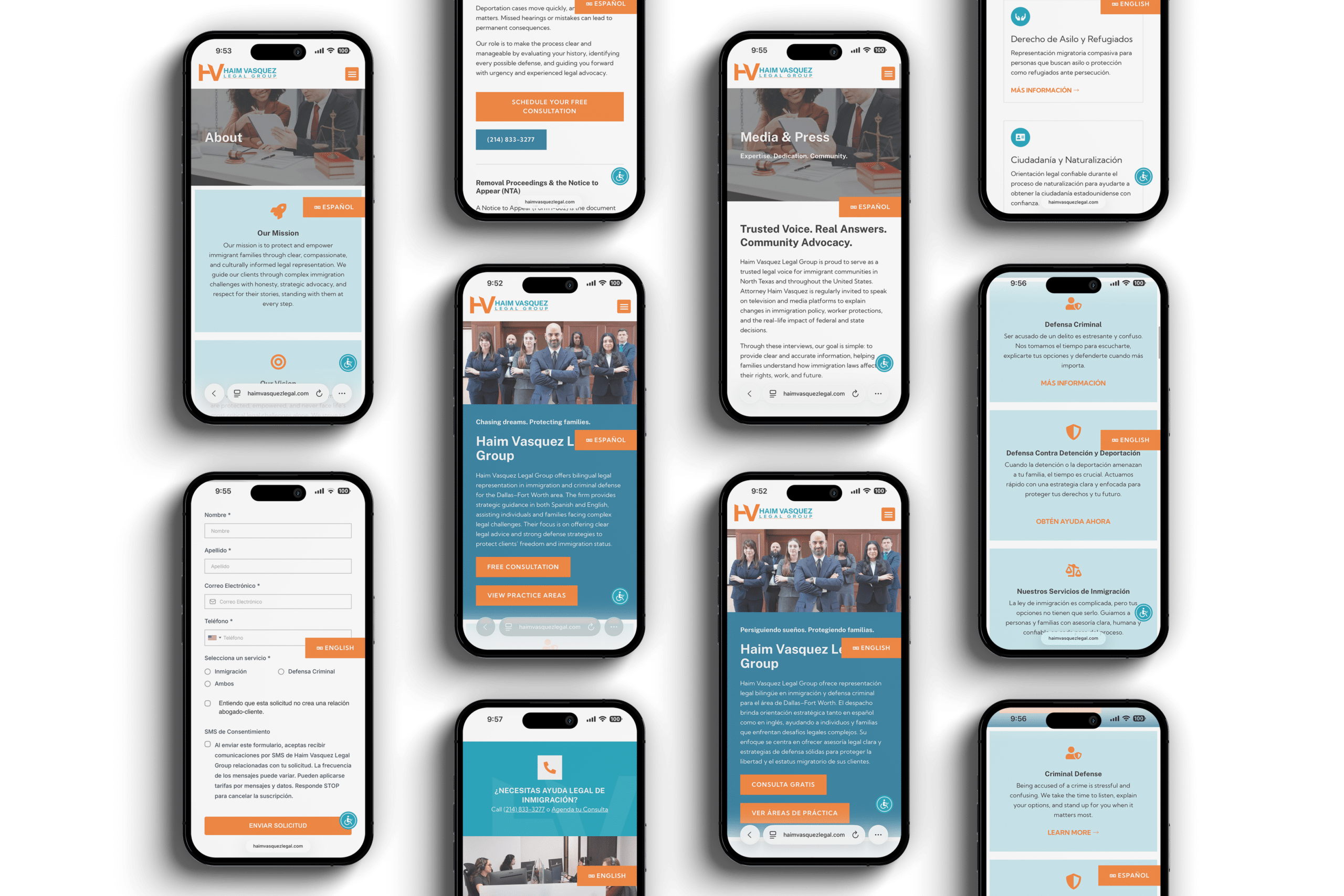 digital marketing systems across multiple mobile screens showing navigation content and user flow