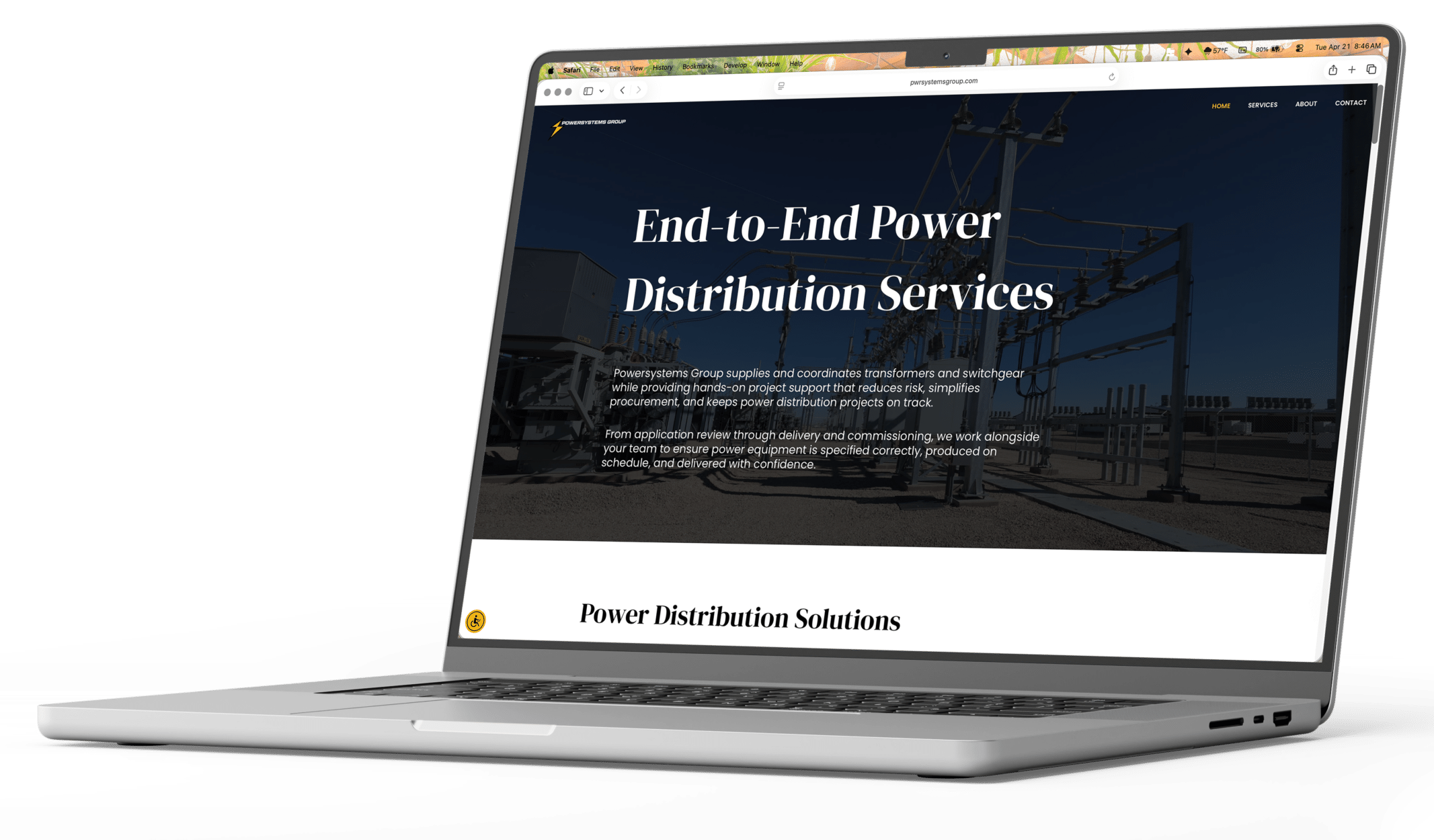 powersystems group case study power distribution services website design on laptop
