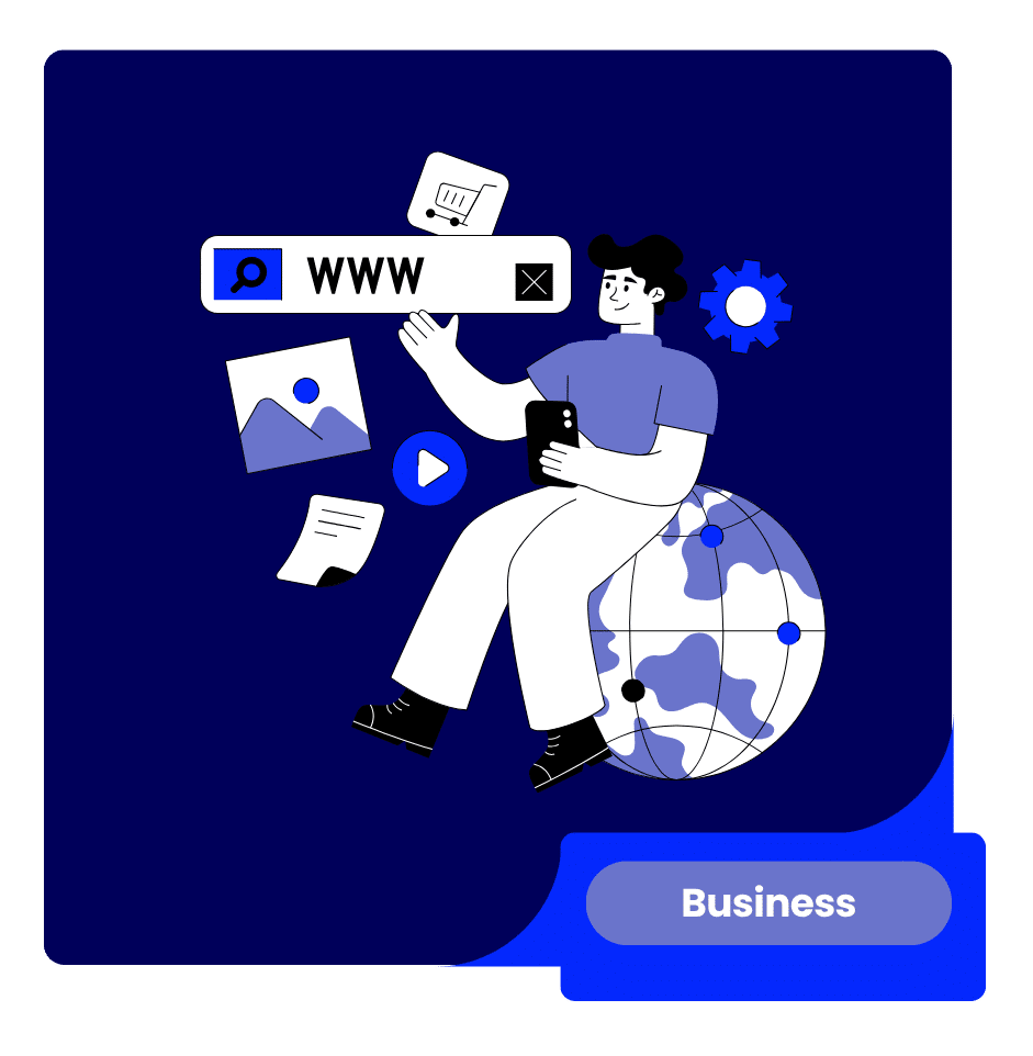 Website Traffic and Online Business Visibility » Advent Trinity Marketing Agency Person using a smartphone beside a search bar and globe representing Website Traffic and online business visibility.