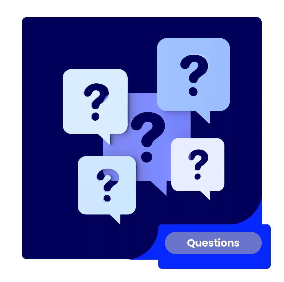 User Questions in AI Search » Advent Trinity Marketing Agency Graphic of multiple light blue speech bubbles with question marks on a dark blue background and a blue rounded badge labeled'Questions'—indicating a Q&A/FAQ section.